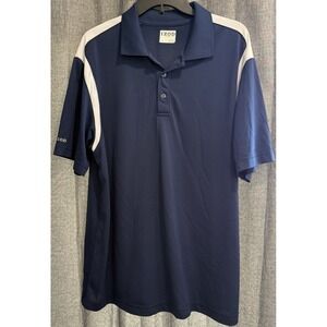 Izod Polo Shirt Mens Large Blue/White Mesh Polyester Performance Golf Polo shirt